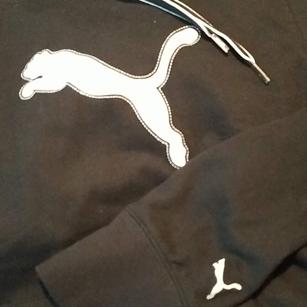 PUMA Hooded Pullover Sz M Black & White - Picture 3 of 5